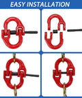 Half Inch Tow Hitch Hammer Lock Safety Chain Adapter Connector Link, G80 Alloy Steel, Red, 12000 Lbs Capacity, Easy Installation
