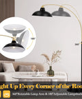 Industrial Arc Floor Lamp With Marble Base In Black Gold Finish, 360 Rotatable Arm, Sleek Reading Lamp For Living Room