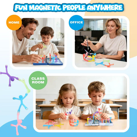 Ultimate 20-Piece Magnetic Fidget Toys Set for Kids in use by children and adults in various settings: home, office, classroom.