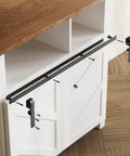 Upgraded 3ft Mini Folding Sliding Barn Door Hardware Kit for Two Doors, Easy Install on white cabinet, smooth nylon rollers visible.