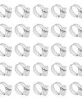 Front view of 25 stainless steel hose clamps, 8–12 mm range, worm-gear type, 304 SS.