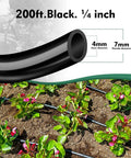 Two Hundred Feet One Quarter Inch Drip Irrigation Tubing Flexible Durable Garden Watering Hose used in flower beds.