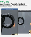 2 Inch Black Snap In Knockout Insulating Bushing Grommets showing flame retardant test before and after combustion