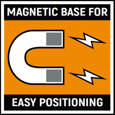 Illustration of magnetic base feature for Three Eighths Inch Drive Magnetic Socket Rail With Fourteen Clips Aluminum Frame Ball Bearing Retention