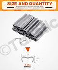 Built Tough Type M Hog Ring Clips And M Nails 3000 Pcs Zinc Plated Aluminum Upholstery Staples, showing 3000 M clips with dimensions.