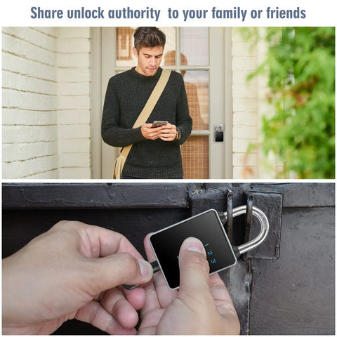 Smart Padlock With Keyless Entry And Bluetooth Keypad Water Resistant For Indoor And Outdoor Use on gate
