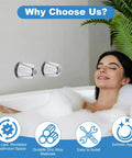 Woman relaxing in bath with Two Piece Shower Knob Replacement Set With Flange Base For Hot And Cold Tub Faucet Handles Verve Style Trim Kit.