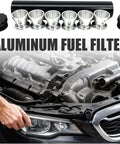 Heavy Duty Aluminum Solvent Filter Trap Kit One Half Inch By Twenty Eight Black With Multiple End Caps shown with car engine