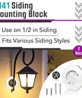 Two Pack 8141 Vinyl Siding Mounting Blocks For Outdoor Lighting Kit, Weatherproof Durable Plastic Mount Plates For Half Inch Siding