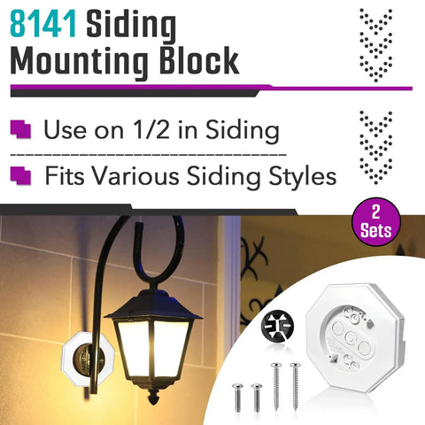 Two Pack 8141 Vinyl Siding Mounting Blocks For Outdoor Lighting Kit, Weatherproof Durable Plastic Mount Plates For Half Inch Siding