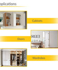 Applications of concealed door hinge 3D adjustable TECTUS TE 640 for cabinets, doors, and wardrobes in residential settings.