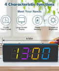 DIY Clock Soldering Kit With 4 Digit Digital Alarm Clock, RGB Lighting Modes, Large Display showing dimensions and features