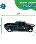 Yellowstone Kayce Dutton Ram 3500 Mega Cab 1:20 Scale Collectible Truck side view with official dimensions labeled