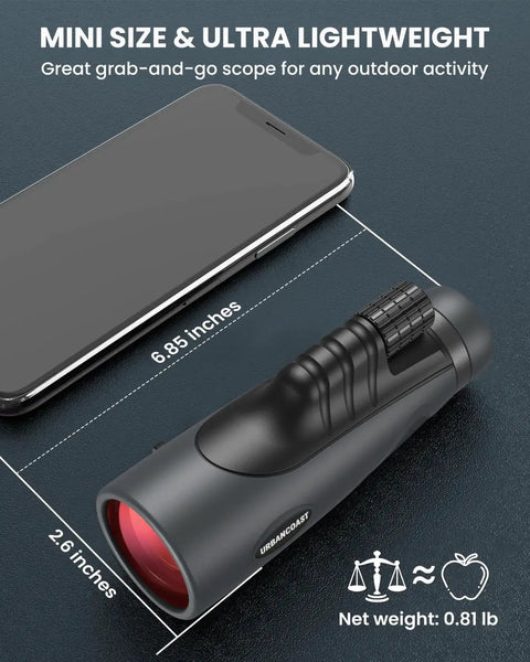 15x54 Monocular Telescope For Adults High Powered Waterproof With BAK4 Prism FMC Lens Compact Spotting Scope with smartphone for size comparison.
