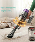 Replacement Dust Bin For V11 V15 SV14 SV15 SV22 Cordless Vacuum Cleaners, Easy Snap In Fit, shown with vacuum cleaning dirt