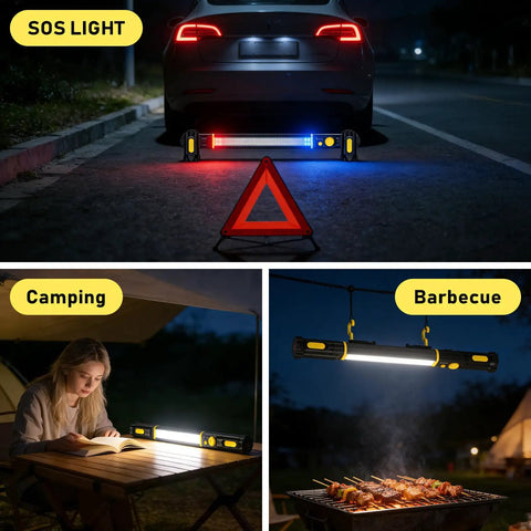 Rechargeable LED Work Light Bar With Magnetic Mount 5200mAh Battery 3000 Lumen Under Hood Mechanic Light for emergency and outdoor use.