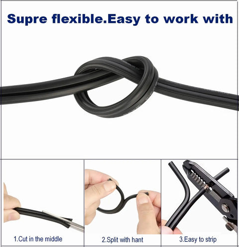 12/2 Gauge Low Voltage Landscape Wire, 200 Feet Outdoor Lighting Cable, 12 AWG 2-Conductor Direct Burial; flexibility shown