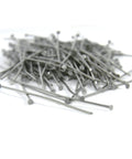 200 Piece 304 Grade Silver Stainless Steel Headpins, 21 Gauge 0.71mm, 2 Inches Long With Flat Round 1.6mm Tops, Jewelry Findings For Crafting, Tarnish Resistant, Durable And Strong For DIY in a pile