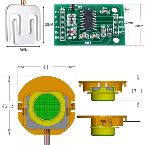 4 Pack 50Kg Load Cell Weighing Sensors With Mounting Bracket And HX711 Amplifier Module For DIY Home Scale Half Bridge Strain Gauge 30x25mm