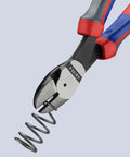 Pro Grade High Leverage Angled Diagonal Cutters, 8 Inch, 12 Degree Angled Jaw, cutting metal spring, focus on angled jaw