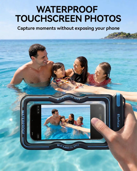 Family using 10L Waterproof Dry Bag With Floating Roll Top Bonus Phone Case Non Toxic PVC For Kayaking Beach Fishing Gym Camping And All Outdoor Adventures Durable Tearproof Build Go To Gear