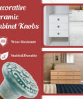 8-Piece Green Ceramic Knobs Set For Vintage Kitchen Cabinets And Dressers displayed on white drawers and brown dresser