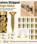 6x14mm Short Expansion Screw Set For Cabinet Hinges End The Wobble Fix Stripped Threads And Sagging Doors With Zinc Plated Wall Anchors Cabinet Screws Kit For Wood Cupboards And Doors 10 Pack product image showing screws and installation benefits.