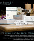 Freshends lens cleaning wipes on counter; white and light-blue packaging, 50 soft towelettes.