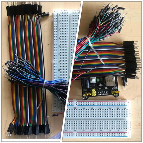 DIY Breadboard Kit With Power Supply Module And 65 Jumper Wires 40 Pin 20 Cm Leads Pro Grade Prototyping For 3.3V And 5V Electronics Starter Friendly For Class Lab Or Home Projects Portable And Easy To Use, breadboard and jumper wires set