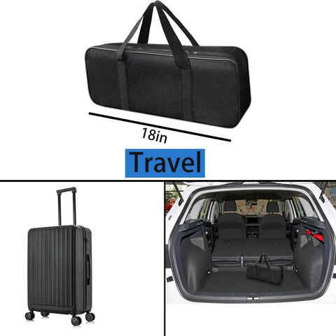 Carrying bag for Two Piece Carbon Fiber Spinning Rod And Reel Combo with 18-inch size for travel convenience in car trunk.
