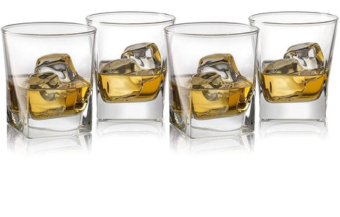 Whiskey Glass Set With Granite Chilling Stones Set Of 4 10 Oz Old Fashioned Rocks Glasses With Whiskey and Ice