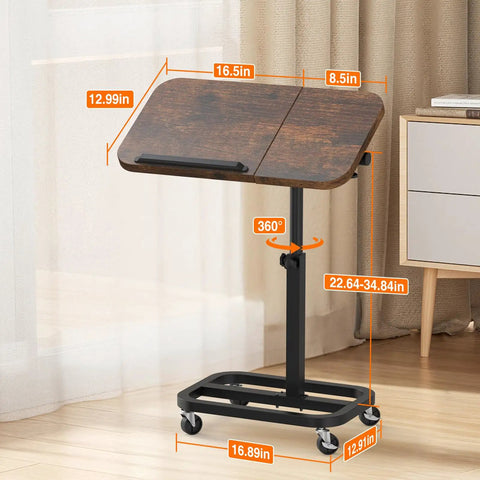Go-To Large Size Portable Laptop Rolling Desk With Wheels, Adjustable Height And Tilt Top near a window in a room