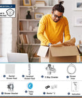 Man opening box of Stainless Steel Rain Shower Head Combo With 6 Inch Rainfall And Handheld 2 Settings