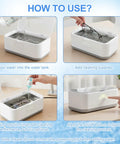 Instructions for using 49KHz Ultrasonic Cleaner For Jewelry And Glasses With 5 Cleaning Modes, 27oz 304 Stainless Steel Tank In Gray.