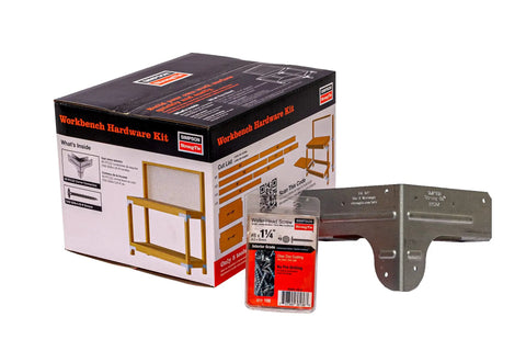 Workbench And Shelving Hardware Kit With RTC2Z Corner Connectors And Wafer Head Screws box and components visible