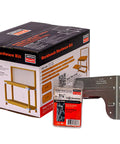 Beefed Up Heavy Duty Workbench And Shelving Hardware Kit with ZMAX galvanized RTC2Z connectors, box and bracket shown