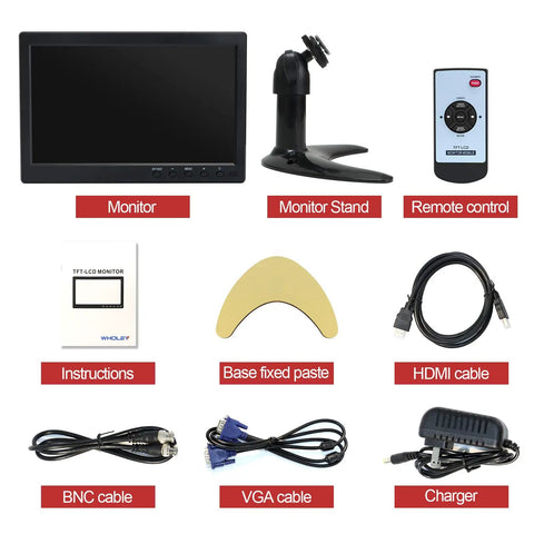 15.6 Inch IPS FHD Monitor With Remote, Versatile HDMI VGA AV BNC USB Inputs, 178 Degree Wide Viewing Angle accessories kit