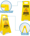 Caution Wet Floor Sign Yellow Double Sided A Frame, Bilingual Foldable Safety Sign 17.12 x 8.38 x 0.94 Inches, Visible From Far