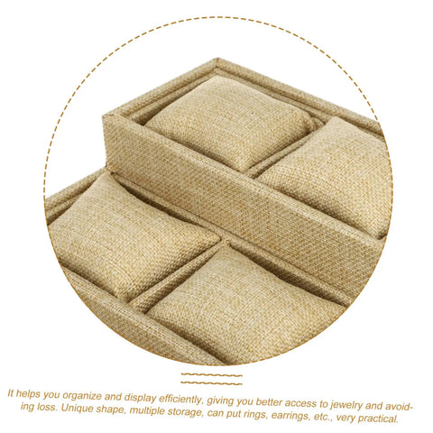 Slick Linen Watch Organizer Tray With Nine Generous Grids For Snagging And Showcasing Your Favorite Timepieces Plus Luxury Jewelry Collection Top Shelf Desk Storage Solution with khaki linen compartments.