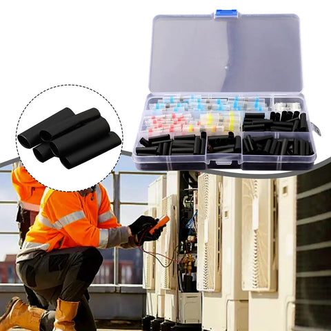 Solder Seal Wire Connectors Kit 50 Pack Heat Shrink Waterproof Solder Sleeves One Step Installation No Crimp Tools Needed Fast Secure Electrical Connections For All Weather Use, assorted sizes in storage case