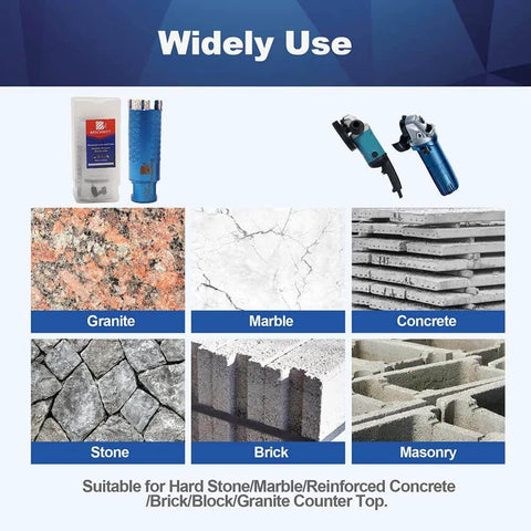 Diamond core drill bit kit, 1 3/8 in, laser-welded with 5/8-11 thread for granite, marble and concrete, Amazon brand