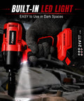 AOBEN Cordless Impact Wrench 1/2 Inch Kit With 600 Nm Max Torque And 800Nm Reverse Power in use with built-in LED light.