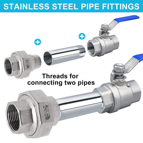 Two Piece Three Quarter Inch NPT Male To Three Quarter Inch NPT Female Union Cast Pipe Fittings In Premium 304 Stainless Steel