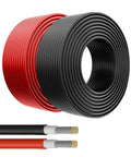 2x 50ft 10AWG Solar Panel Wire Kit In Black And Red With Tinned Copper Extension Cables, heavy gauge for off-grid solar applications