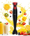 Premium Corded Handheld Immersion Blender Equipped With A 15000Rpm Motor And Razor Sharp Stainless Blades For No Sweat Soup Mixing And Smooth Purees In Every Kitchen with fruits and smoothies