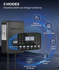 12 Pack Landscape Lights Kit With 300W Dual Zone Low Voltage Transformer showing control panel modes