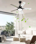 52 Inch Outdoor Ceiling Fan With Light And Remote Control, Reversible DC Motor, 5 White And Yellow Maple Blades in a patio setting