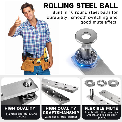 Hidden Door Hinge Pivot Hardware With 360 Degree Rotation For Murphy Bookcase Heavy Duty Hinge Kit Up To 300 Lbs Silver hardware shown