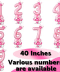 40 Inch Pink Number 2 Balloon Tower Kit For A 2nd Birthday Bash Includes A Giant Pink 2 Foil Balloon, Star Balloons, Mini Bow