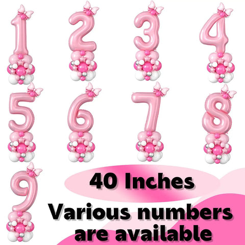 40 Inch Pink Number 2 Balloon Tower Kit For A 2nd Birthday Bash Includes A Giant Pink 2 Foil Balloon, Star Balloons, Mini Bow